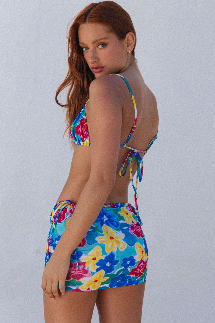 Pretty Floral Printed High Cut Underwire Bikini Two Piece Swimsuit