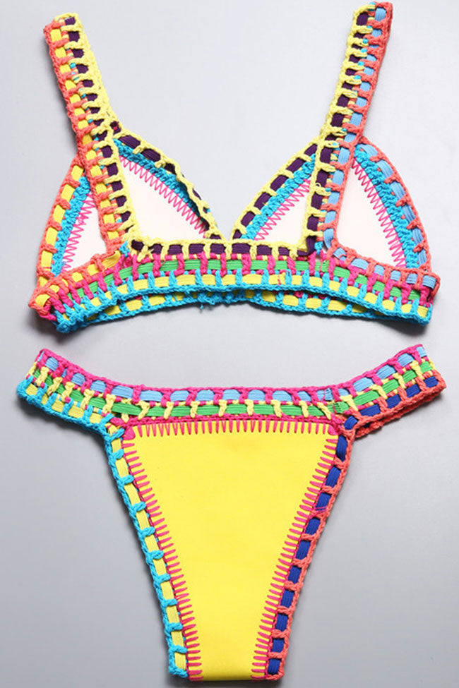 Neoprene Split Bikini Set Low Waist Crochet Swimsuit For Women, Sexy  Beachwear And Swimming Bikinis 210702 From Long005, $8.64