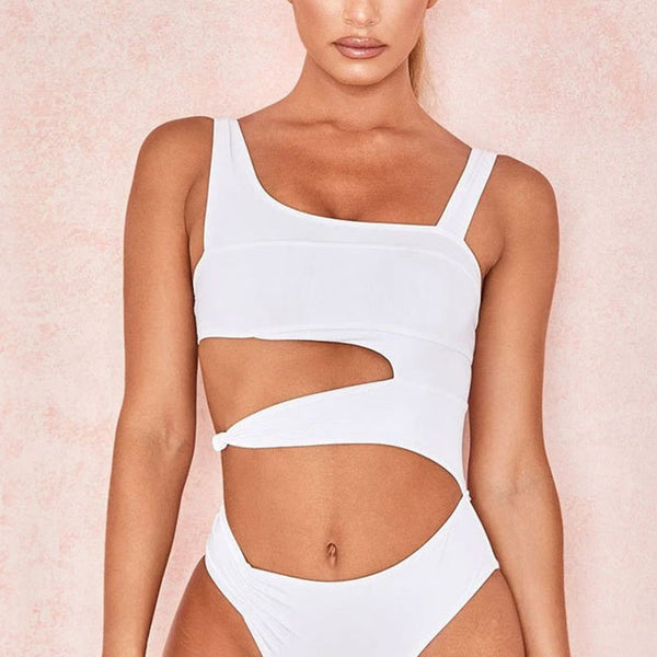 Cut Out Swim One Piece in White