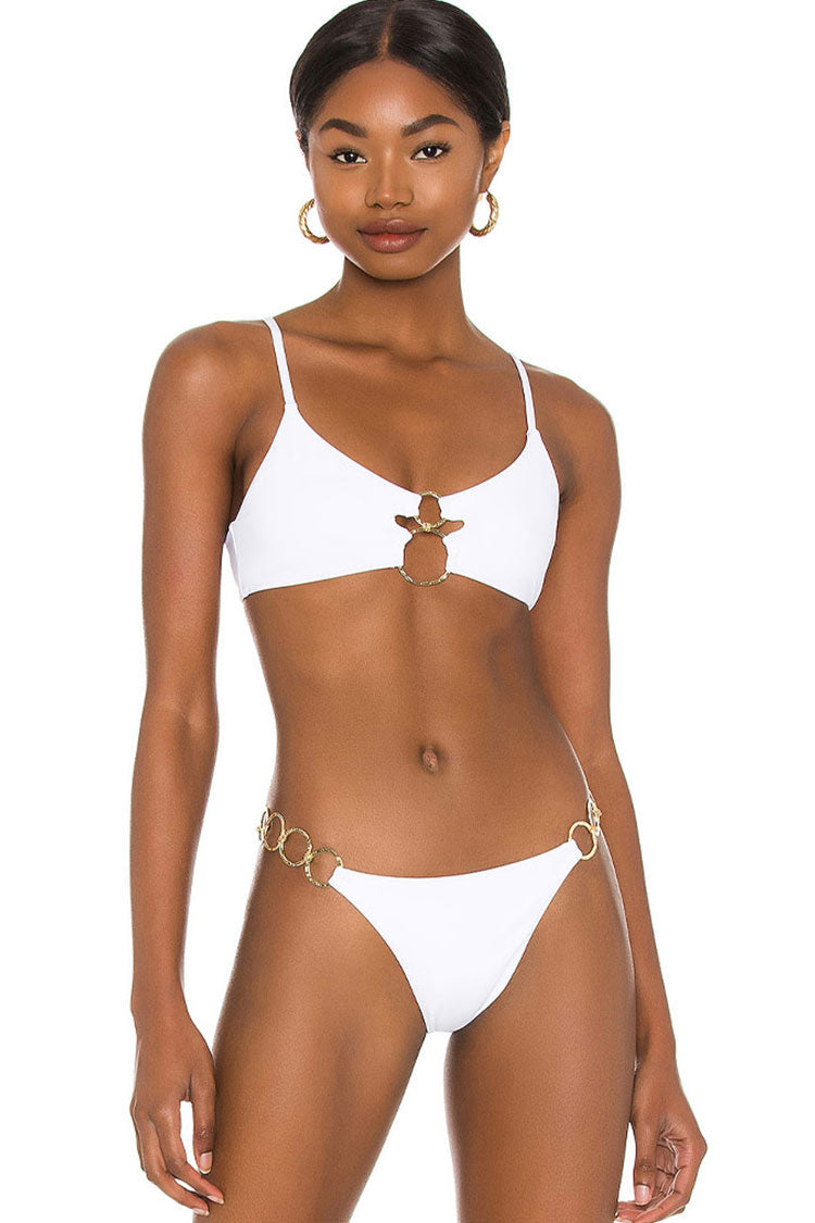 Solid Metal Ring High Cut Bralette Brazilian Bikini Two Piece Swimsuit –  Rose Swimsuits